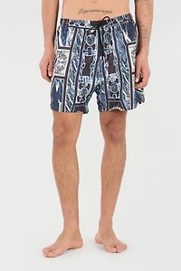 Swim Shorts With Fang And Marble Print