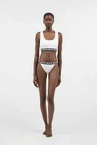 White Cotton Bralette With Logo Band