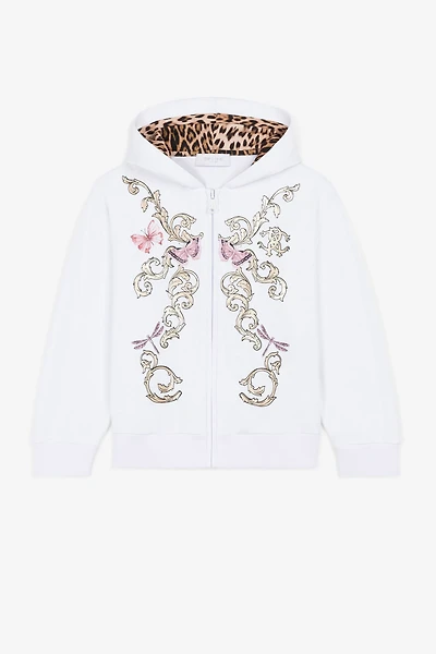 Filigree-Print Cotton Zip Hoodie