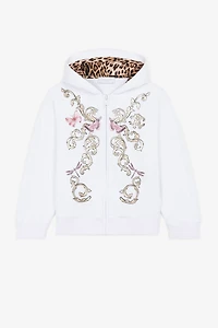 Filigree-Print Cotton Zip Hoodie