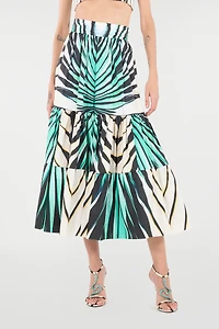 Ray Of Sea Print Cotton Midi Skirt