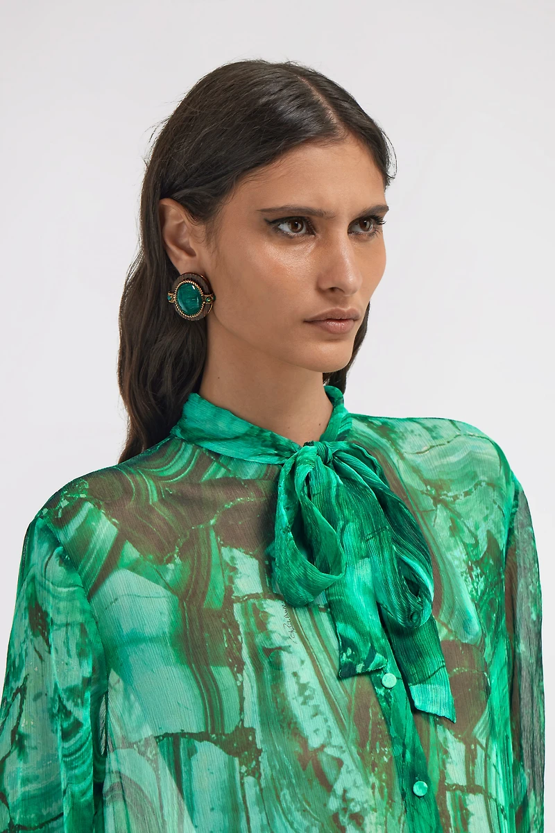 Malachite-Effect Stud Earrings