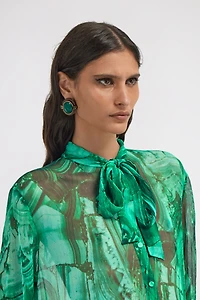 Malachite-Effect Stud Earrings