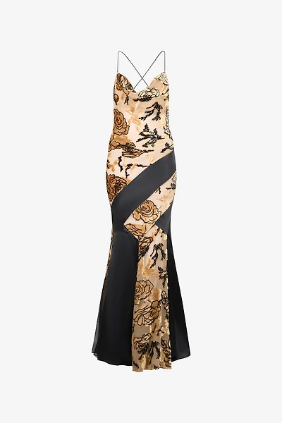 Slip Dress With Rose Pattern