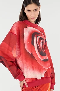 Sweatshirt With Maxi-Rose Print