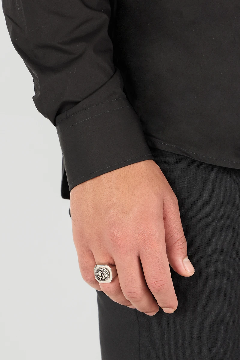 Silver-Tone RC Monogram Signet Ring