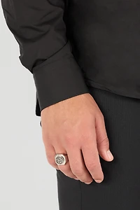 Silver-Tone RC Monogram Signet Ring