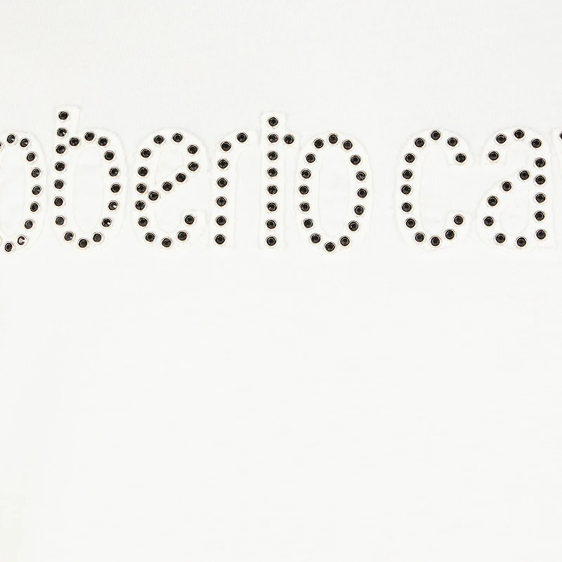 T-Shirt With Logo And Mini Studs