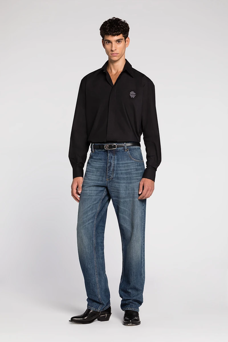 Embroidered-logo cotton shirt