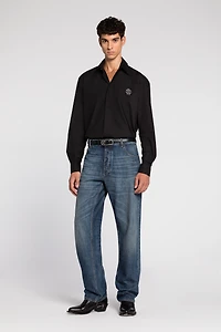 Embroidered-logo cotton shirt