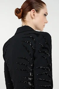 Black Jacket with Zebra Sequin Pattern