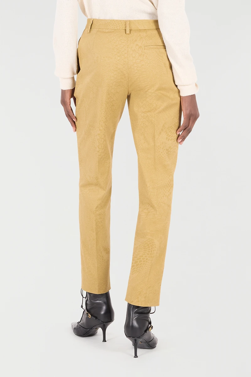 Solid-Color Python-Print Pants