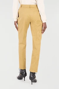 Solid-Color Python-Print Pants