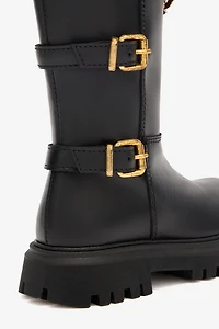 Combat Boots With Buckles And RC Monogram