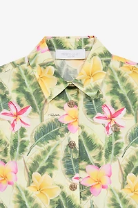 Shirt With Flower And Leaf Print