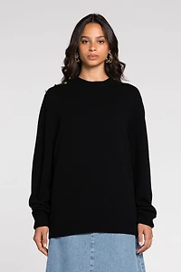 Stud-embellished crew-neck jumper