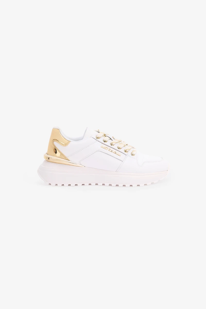 Sneakers With Laminated Logo And Back