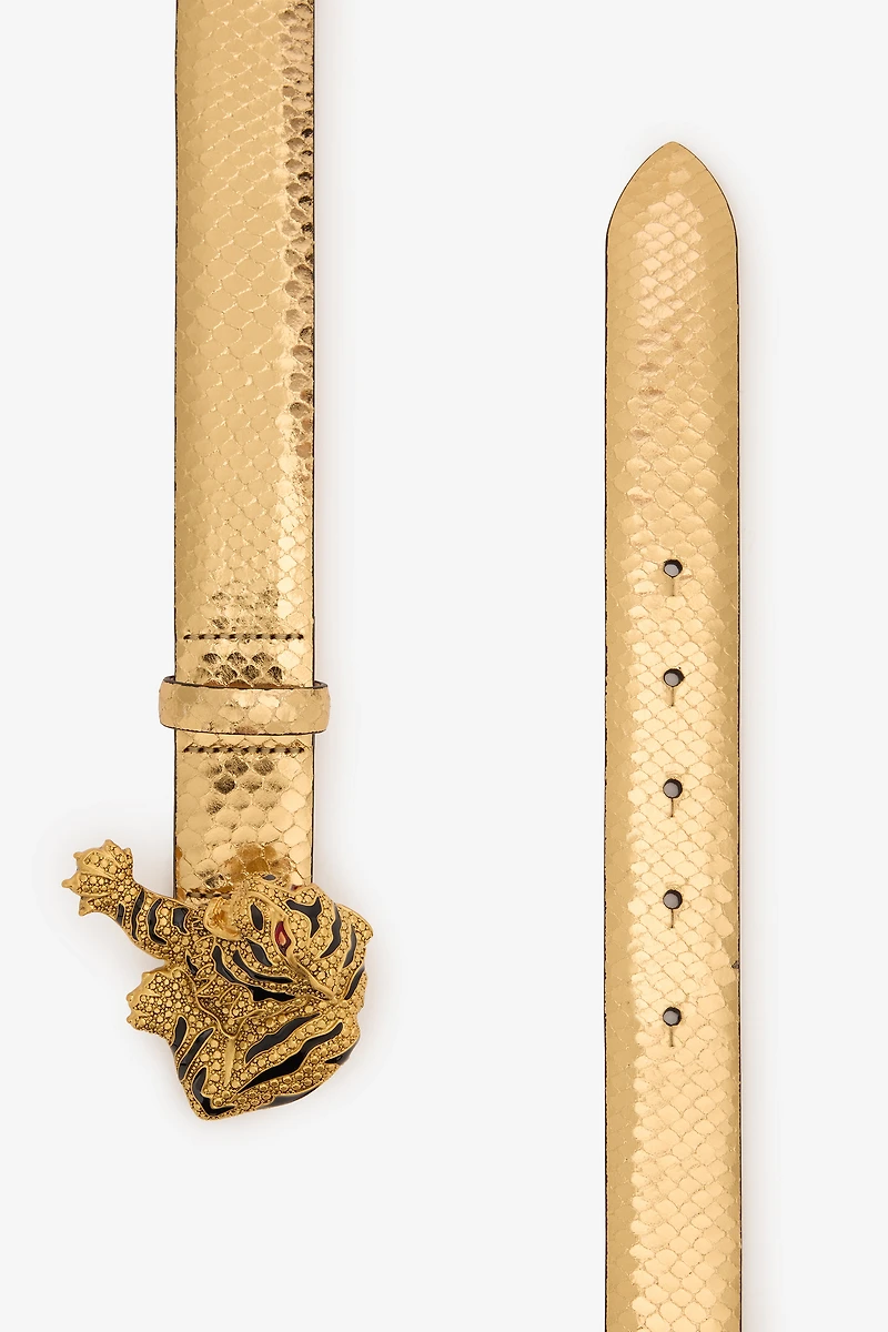 Snake Print And Tiger Jewel Belt