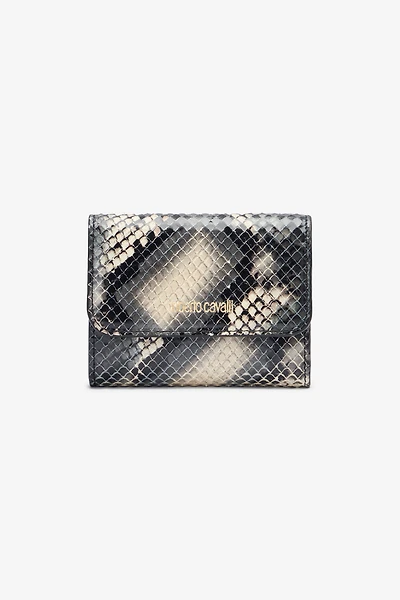 Small wallet in printed leather with logo