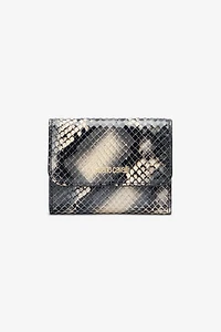 Small wallet in printed leather with logo