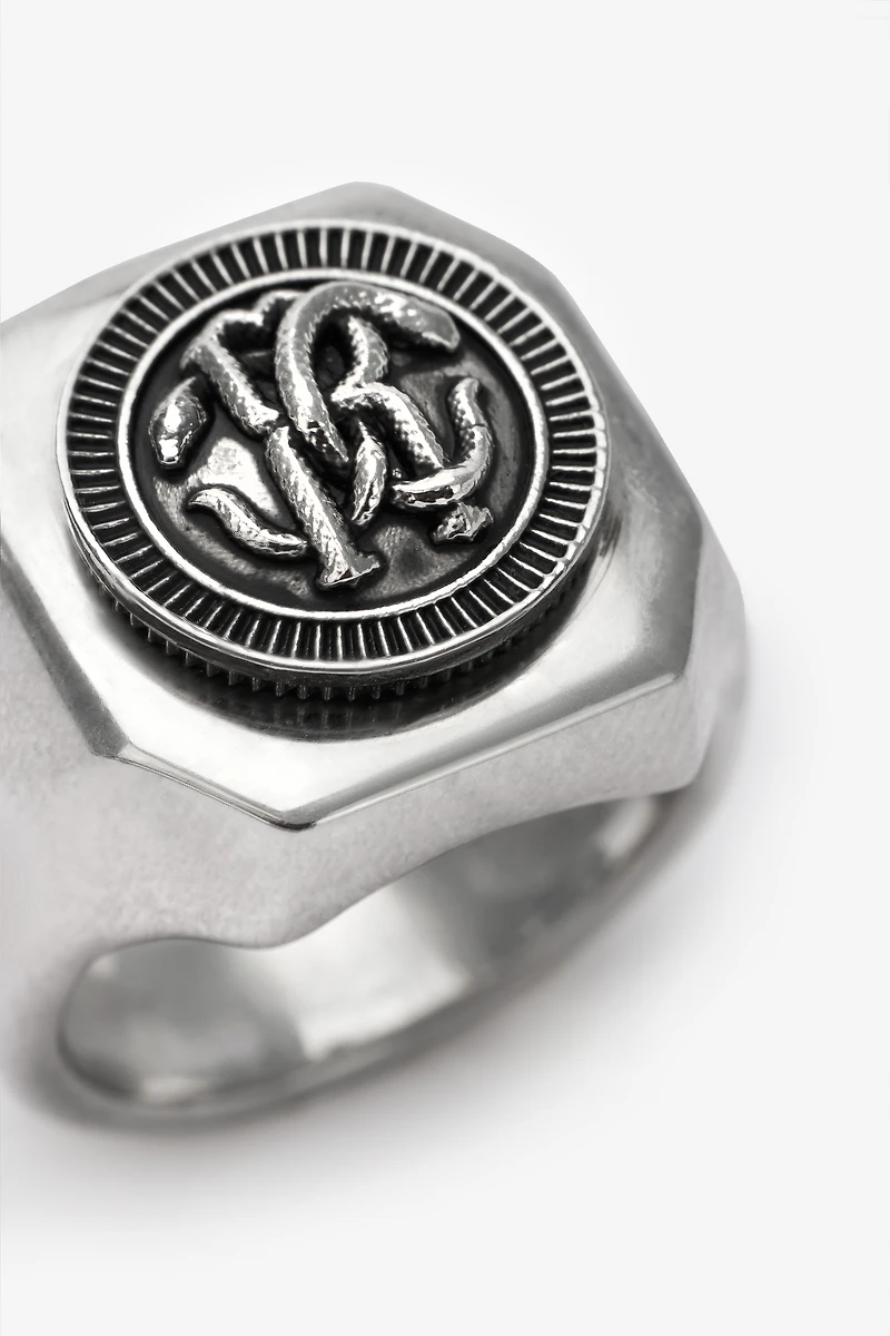 Silver-Tone RC Monogram Signet Ring