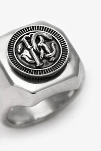 Silver-Tone RC Monogram Signet Ring