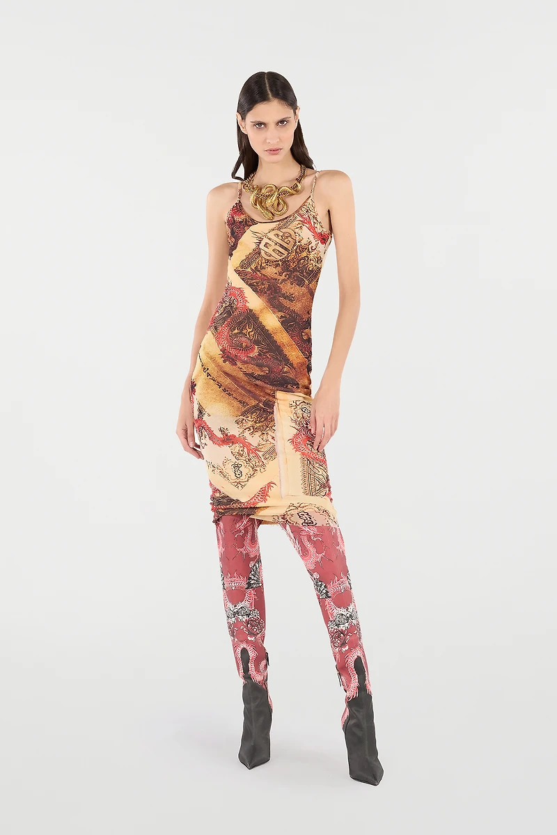 Sheath Dress With Oriental Print