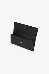 Black Crystal-Embellished Pochette Bag With Mirror Snake Monogram