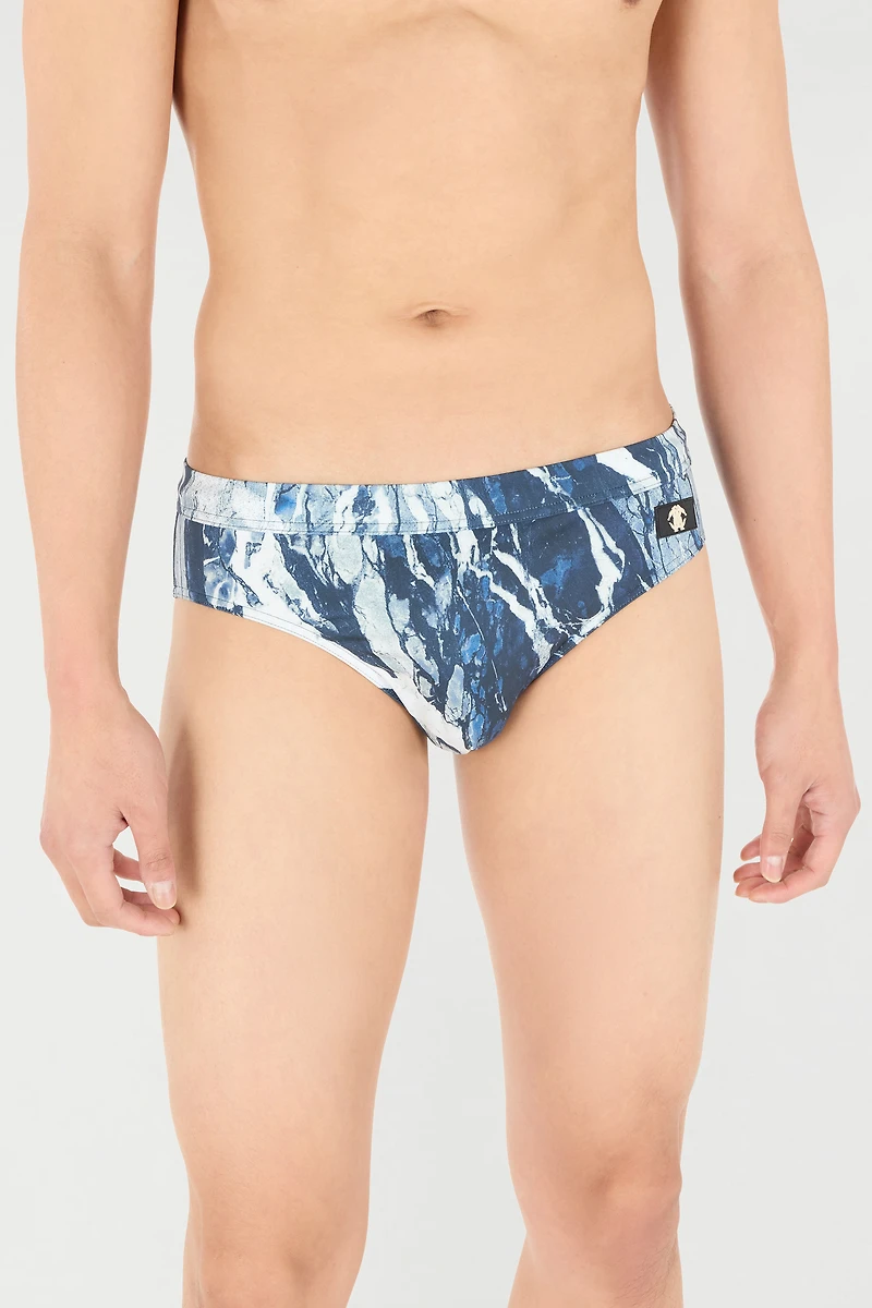 Marble-Print Swim Briefs