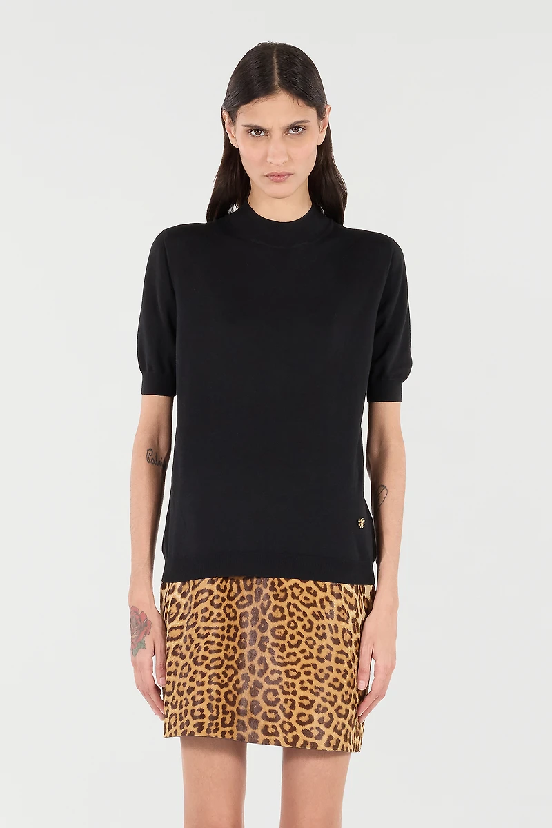 Black Mock Neck Sweater With Monogram RC