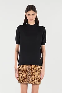 Black Mock Neck Sweater With Monogram RC