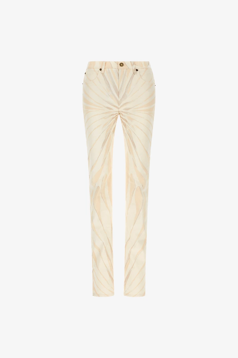 Ray Of Gold Print Skinny Cotton Trousers