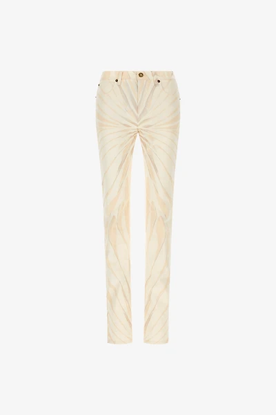 Ray Of Gold Print Skinny Cotton Trousers