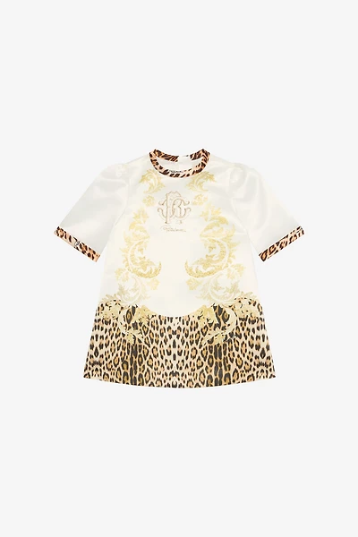 Milk White Dress with Jaguar Skin Inserts
