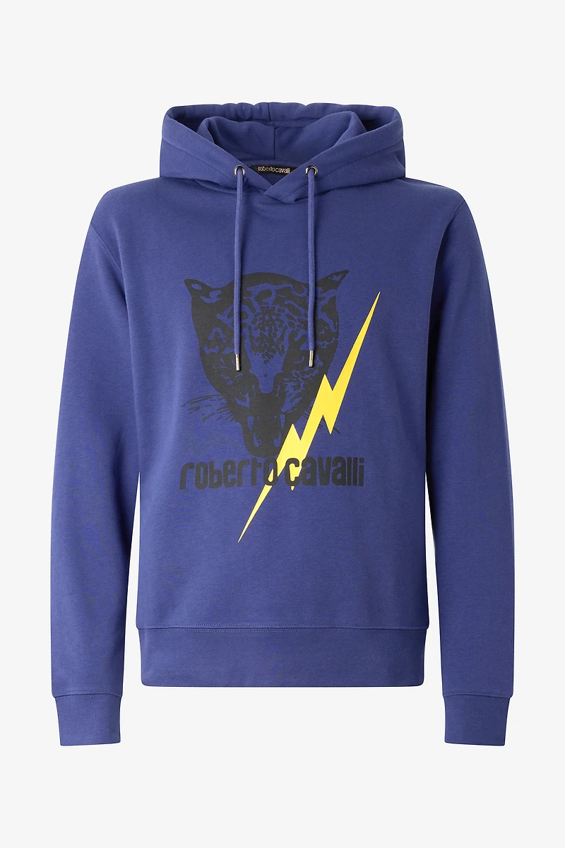 Blue Sweatshirt with Jaguar and Lightning