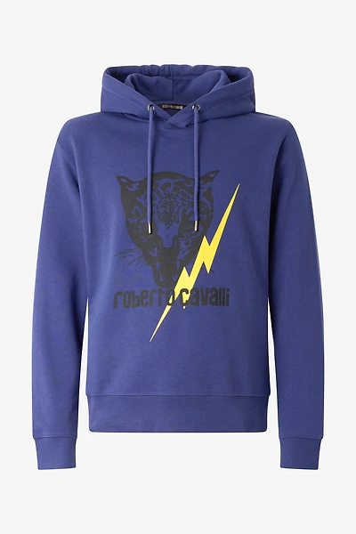 Blue Sweatshirt with Jaguar and Lightning