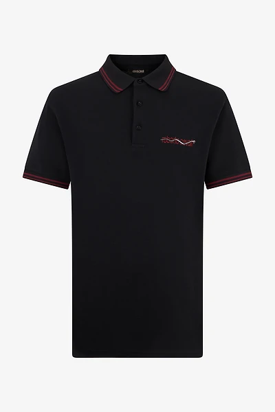 Black Polo With Striped Trim