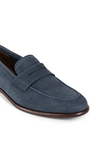 Suede leather loafers with logo