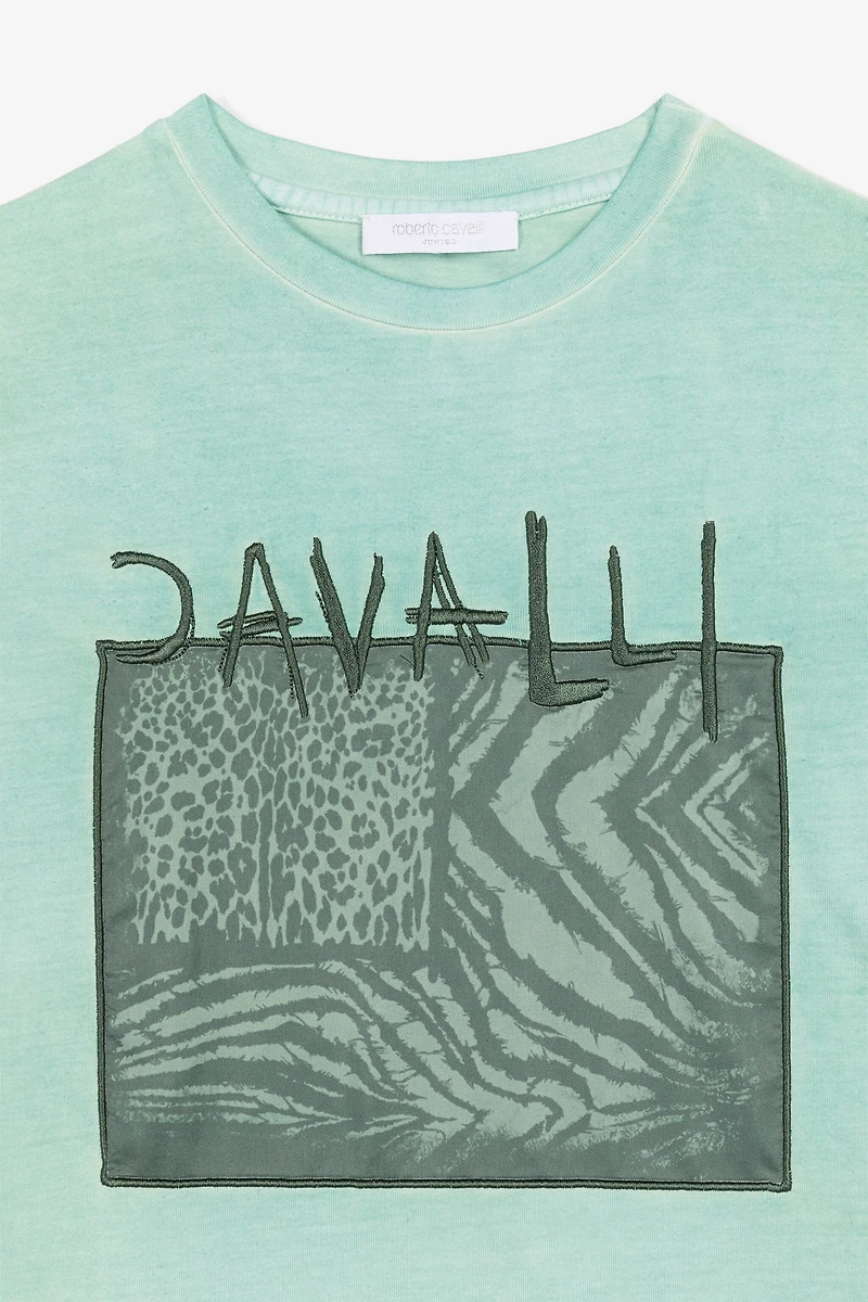 Animalier Patchwork-Print Appliqué T-Shirt