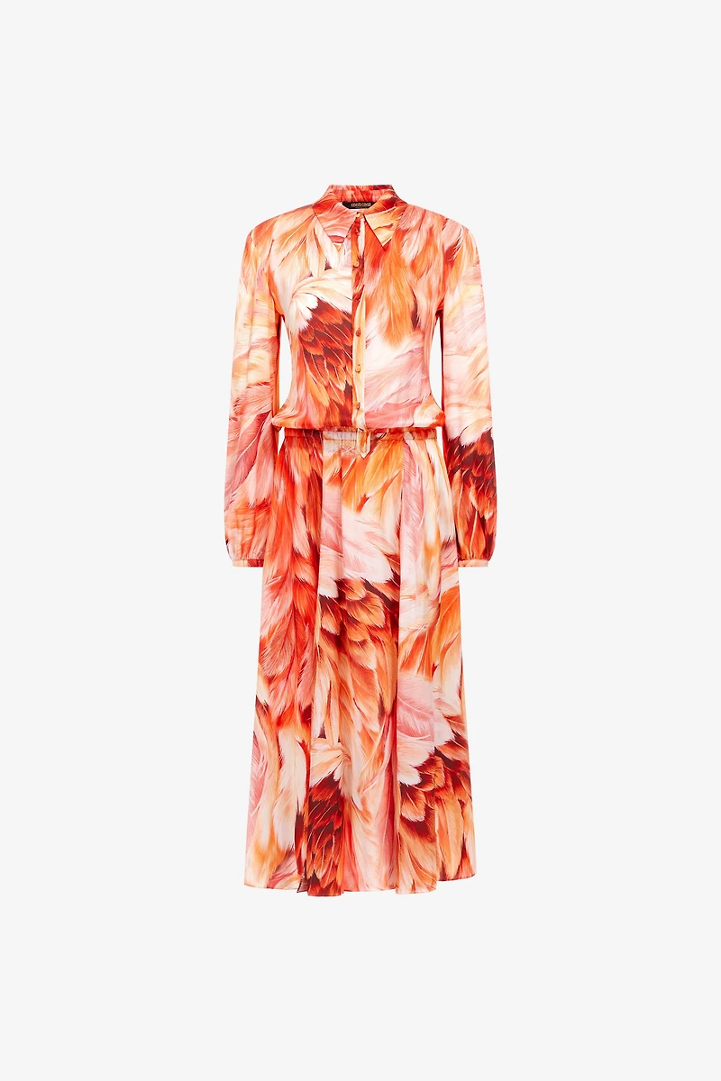 Long dress Plumage print
