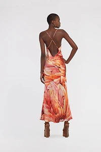 Plumange Print Silk Maxi Dress