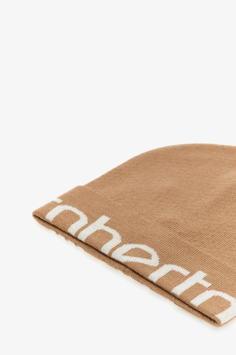 Wool Blend Beanie with Logo