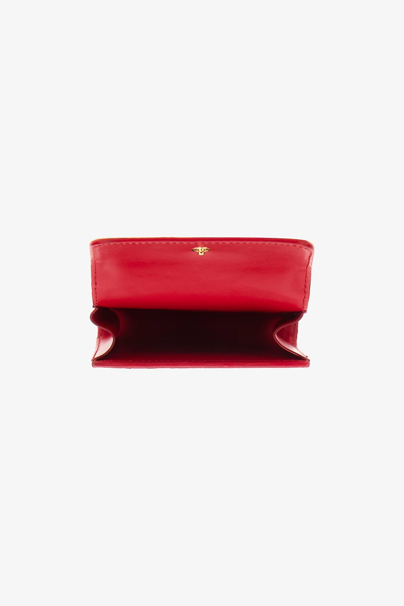 Red Croc-Embossed Leather Card Case