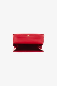 Red Croc-Embossed Leather Card Case