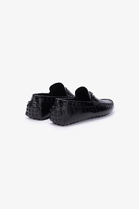 Black Croc-Effect Leather Loafer