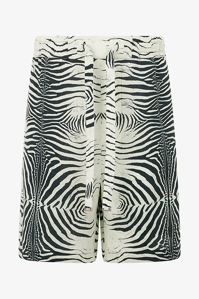 Linen Bermuda Shorts With Mini Zebra Print
