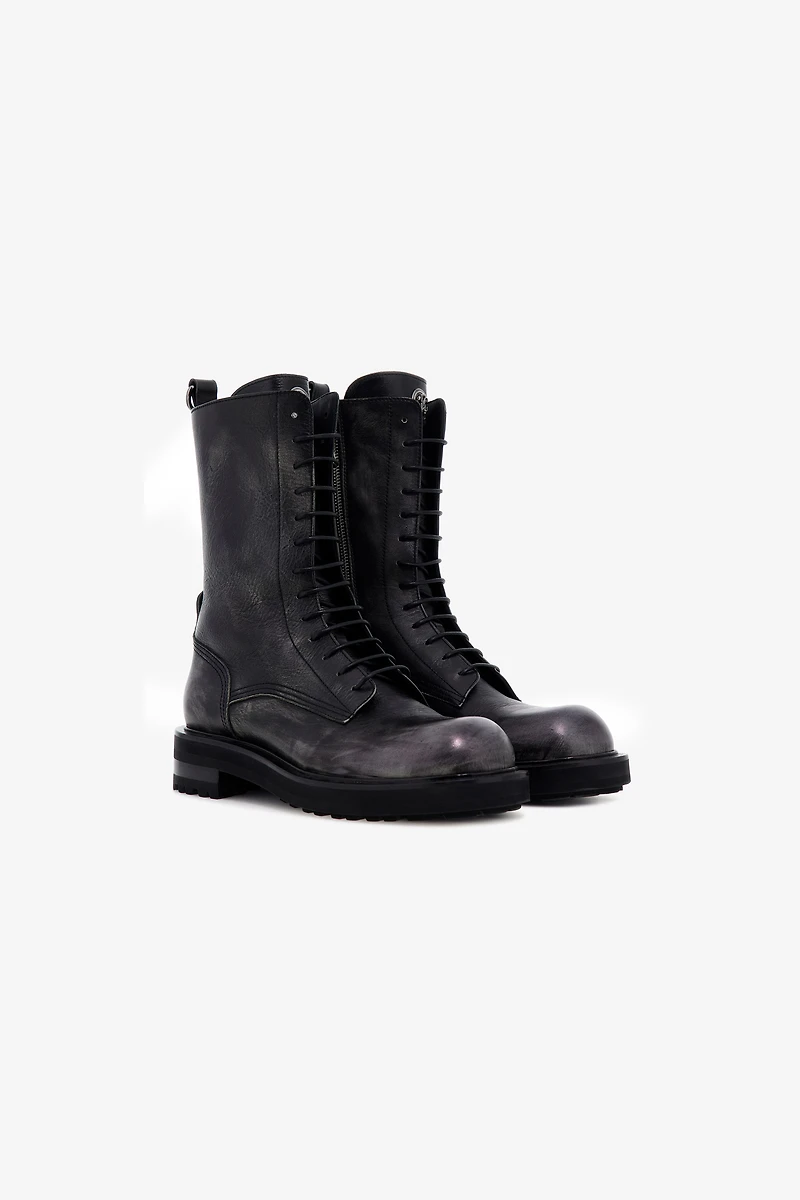Leather Lace-Up Boots