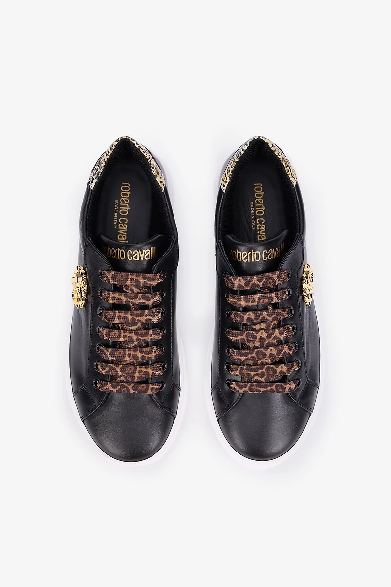 Black Leather Sneaker With Monogram RC