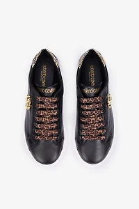Black Leather Sneaker With Monogram RC