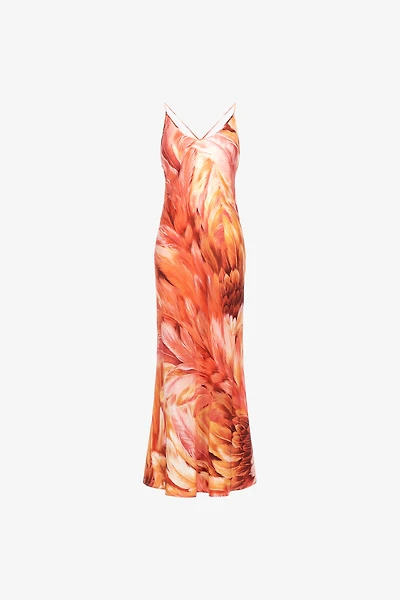 Plumange Print Silk Maxi Dress